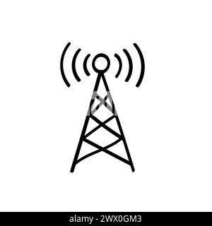 Hand Drawn flat icon for communication tower Stock Vector