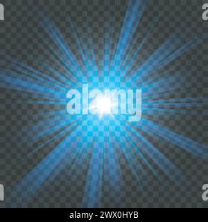 Blue Shine on Transparent Background, Vector Illustration Stock Vector