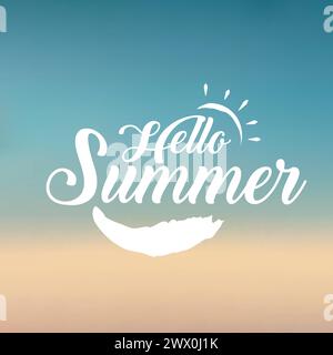 Hello Summer Sign. Suitable For Summer Concept, Vacation, and Summer Holiday, Vector Illustration Stock Vector
