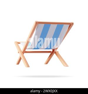 3D Wooden Chaise Lounge Isolated. Stock Vector