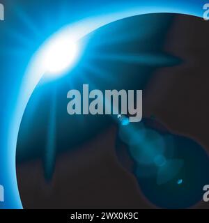 Blue Eclipse, Suitable For Product Advertising, Natural Events, Horror Concept and Other, Vector Illustration Stock Vector