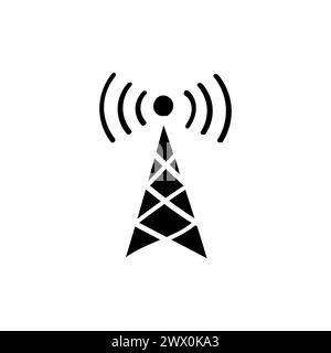 Hand Drawn flat icon for communication tower Stock Vector