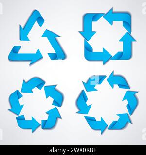 Blue Arrows with Various Curved Shape, Suitable For Recycle, Ecological Symbol, and Other, Vector Illustration Stock Vector