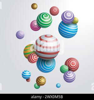 Abstract Multicolored Decorative Balls 3D, Vector Illustration Stock Vector