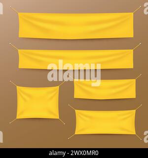 Blank hanging horizontal banners realistic vector illustration set ...