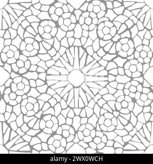 Modern floral mosaic seamless pattern. Creative colorful collage pattern. Fashionable template for design.  Stained glass window decor Stock Vector
