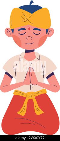nyepi man praying Stock Vector