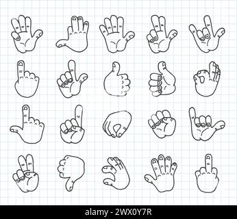 Artistic Collection of Hand Drawn Hand Set. Isolated and Real Pen Sketch, Vector Illustration Stock Vector