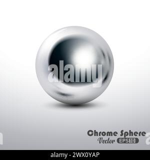 Metallic Reflective Chrome Sphere, Vector Illustration Stock Vector