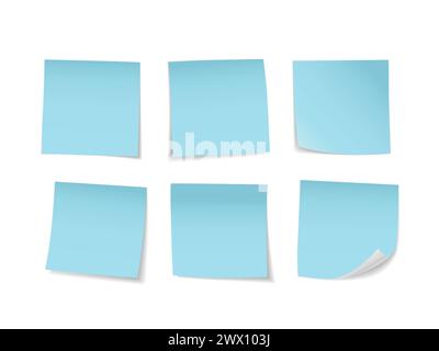 Blue Sticky Notes Set. Suitable For Notes, Advertising, and Other, Vector Illustration Stock Vector