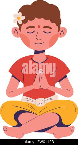 nyepi traditional man prayer Stock Vector
