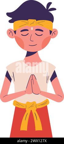 nyepi man prayer Stock Vector