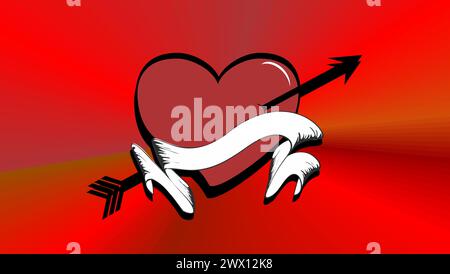 red heart valentine day postal card background in vector format Stock Vector