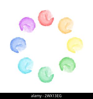 Watercolor circle patterns. Colorful brush textures. Artistic abstract spots. Vector illustration. EPS 10. Stock Vector