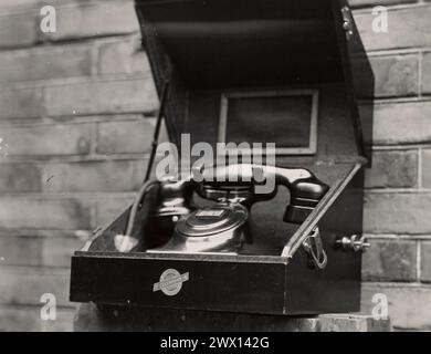 Shanghai, China. Emergency desk set, (open) rented from Shanghai Telephone Co., for use of U.S. Army troops ca. 1932 Stock Photo
