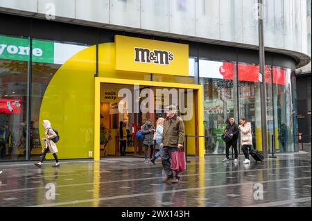 London, UK - March 22, 2024 : M and M shop, M&M'S store,  Leicester Square, Central London. Stock Photo