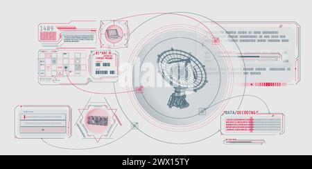 HUD interface for processing and storing radio telescope data. Stock Vector