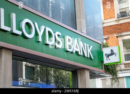 London, UK - March 23, 2024 : Lloyds bank signage. Lloyds Bank plc is a British retail and commercial bank with branches in England and Wales. Stock Photo
