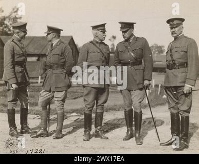 Five fighting generals: (L to R) Major General W.W. Hartz, General H.K. Bothell, Major General M. Lewis, General A.D. McRae, and Major General George W. Read ca. 1918 Stock Photo