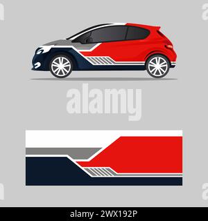 wrap, truck and cargo van sticker. Graphic Modern red geometric style background design Stock Vector