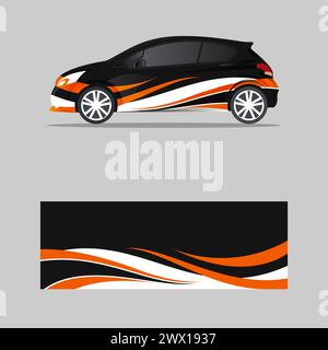 wrapping car decal Wavy stylish design Stock Vector