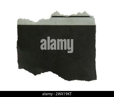 Torn black newspaper on white background with clipping path Stock Photo