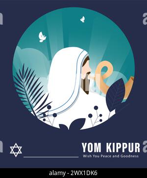 Yom Kippur Template Vector Illustration. Jewish Holiday Decorative Design Suitable for Greeting Card, Poster, Banner, Flyer. Israel Holiday for Judais Stock Vector