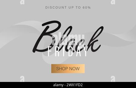 Black Friday Design Poster with 3D Realistic Black Gift Box Vector Illustration. Suitable for Poster, Banner,Sale Banner, Web Header, Flyer and Promot Stock Vector