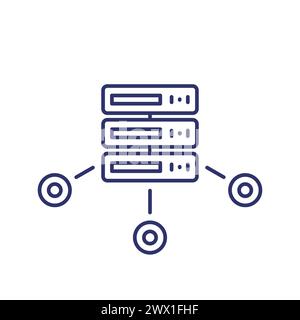 mainframe, server or hosting service line icon Stock Vector