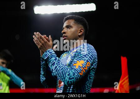 Madrid, Spain. 26th Mar, 2024. Rodrygo Goes of Brazil seen during the friendly match between Spain vs Brazil at Santiago Bernabeu Stadium. Final score: Spain 3:3 Brazil (Photo by Guillermo Martinez/SOPA Images/Sipa USA) Credit: Sipa USA/Alamy Live News Stock Photo