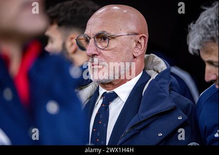 Madrid, Spain. 26th Mar, 2024. Spain Head Coach Luis de la Fuente during the friendly football match among the national teams of Spain and Brazil at Estadio Santiago Bernabeu, Madrid. Credit: Independent Photo Agency/Alamy Live News Stock Photo