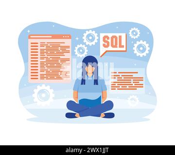 Software engineer concept. Web design and development, programmer and coding website or app. flat vector modern illustration Stock Vector