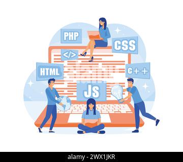Engineering, Programmer development, Software programming Concept for web page, banner, presentation, social media. flat vector modern illustration Stock Vector