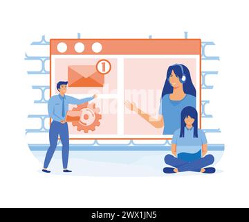 DevOps Developer Concept. Software development and operating concept. flat vector modern illustration Stock Vector