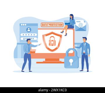 Data protection Concept. Data security and privacy and internet security. flat vector modern illustration Stock Vector