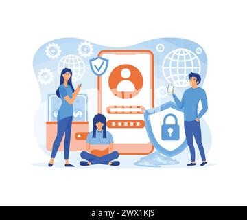 Landing page design concept of Secure payment or money transfer concept. flat vector modern illustration Stock Vector