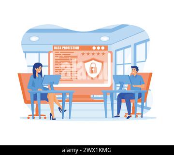 Data Protection for website and mobile app development. flat vector modern illustration Stock Vector