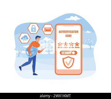 OTP authentication Secure Verification One-time password for secure transaction on digital payment. OTP and Bank Details concept. flat vector modern i Stock Vector