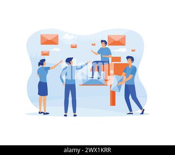 Mail service and correspondence delivery concept. perfect for web design, banner, mobile app, landing page. flat vector modern illustration Stock Vector