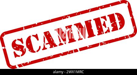 Scammed in stencil lettering as red rubber stamp isolated vector Stock Vector