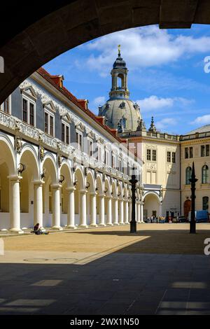 View of Stallhof (Stables Courtyard) being part of the Residential Palace in Dresden, Saxony, Germany, for editorial use only. Stock Photo