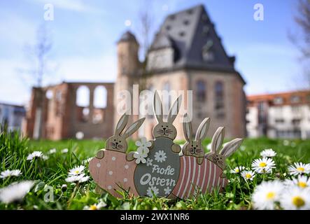 26.03.2024, xpsx, Lokal Hanau Frohe Ostern Impressionen v.l. Ostern Frohe Ostern Osterhasen Hasen Symbol Symbolbild wiese Gänseblumen Gänseblümchen OStereier Eier Osternest hintergrund Wallonisch-Niederländische Kirche, Hanau Hessen Deutschland DEU *** 26 03 2024, xpsx, Local Hanau Happy Easter Impressions v l Easter Happy Easter Easter bunny bunny symbol symbol picture meadow daisies daisies OSter eggs Easter nest background Walloon Dutch Church, Hanau Hessen Germany DEU Stock Photo