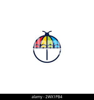 Bug Umbrella Logo Design. Umbrella Icon Stock Vector
