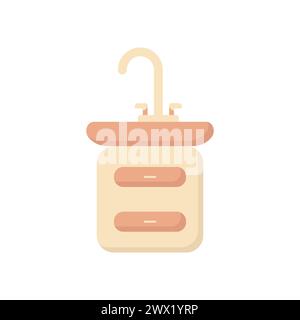 Outline of a hand washer vector logo. Interior bathroom furniture vector. Simple style hand wash basin. Stock Vector