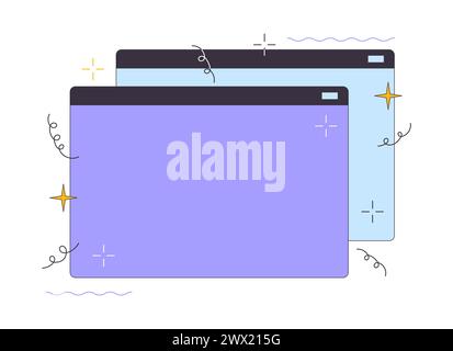 Open web site windows 2D linear cartoon objects Stock Vector