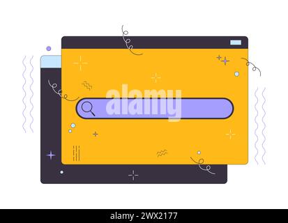 Search bar on website window 2D linear cartoon object Stock Vector