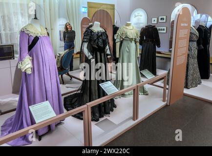 Leighton House, London, UK. 27th Mar, 2024. A display of rare, nationally significant outfits which shines a spotlight on the intimate story of a middle-class mother and her affluent daughter at a moment in history that shaped the way fashion is consumed today.Paul Quezada-Neiman/Alamy Live News Credit: Paul Quezada-Neiman/Alamy Live News Stock Photo