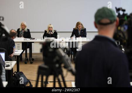Berlin, Germany. 27th Mar, 2024. Iris Spranger (SPD, M), Senator for the Interior, Digitization and Sport of Berlin, speaks at the press conference on the presentation of the police crime statistics and politically motivated crime 2023 in Berlin. Credit: Hannes P. Albert/dpa/Alamy Live News Stock Photo
