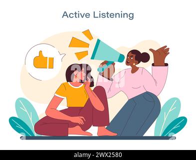 Active listening concept. An engaging vector scene showcasing the art ...