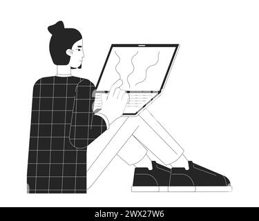 Software development engineer black and white 2D line cartoon character Stock Vector